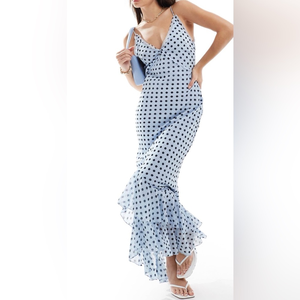 NWT ASOS Design Blue Tiered Maxi Dress